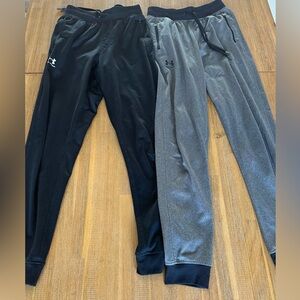 Two Under Armour Black and Grey Loose Fit Jogger Pants Size S training pants